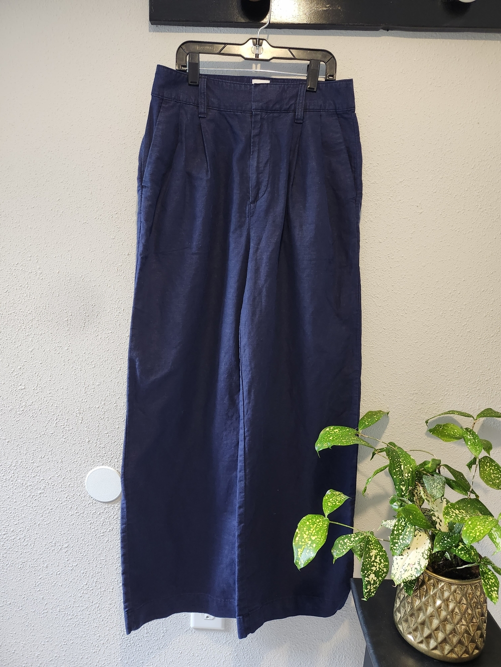 GAP Navy Wide-Leg Linen Women's Trousers